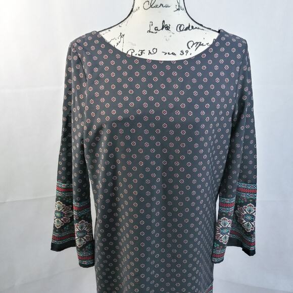 Interi Brown Boho Geometric Wide Sleeve Dress L - Picture 3 of 7